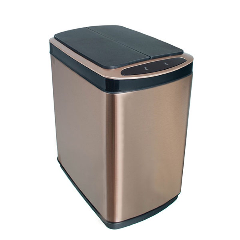 Ведро для мусора сенсорное, прямоугольное, створки, внутр ведро, Foodatlas JAH-5211, 20 л (золотой)