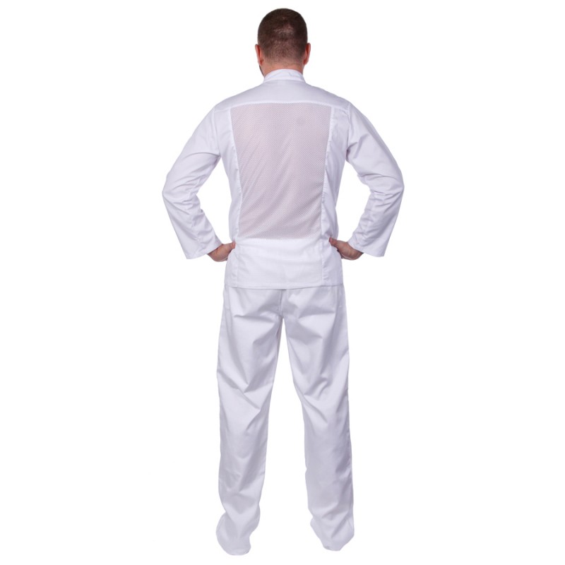 Куртка шеф-повара мужская длинный рукав спинка сетка белая [00013]