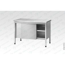 Стол производственный закрытый СПЗп - 1000*600*860 "Profi Inox", борт, двери-купе, полка сплошная